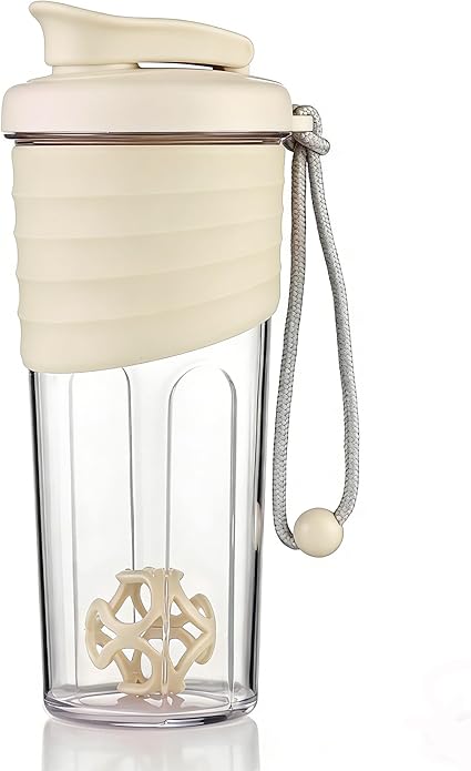 Премиальный шейкер для протеиновых коктейлей – высококачественный дизайн, легко моется, герметичен, эффективная протеиновая смесь – 700 мл (бежевый)