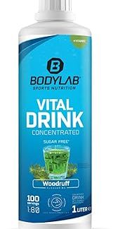 Концентрированный напиток Bodylab24 Vital Drink Waldmeister 1000 мл, без сахара, без сиропа, с витаминами и L-карнитином, низкокалорийный спортивный напиток.