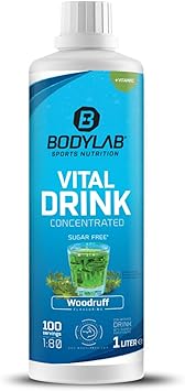 Концентрированный напиток Bodylab24 Vital Drink Waldmeister 1000 мл, без сахара, без сиропа, с витаминами и L-карнитином, низкокалорийный спортивный напиток.