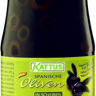 Черные испанские оливки Kattus, нарезанные ломтиками, 1 упаковка (1 x 345 г)