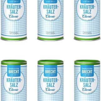 мельница для специй Brecht, травяная соль, классическая жестяная коробка для пополнения запасов, органические ингредиенты, 6 x 500 г