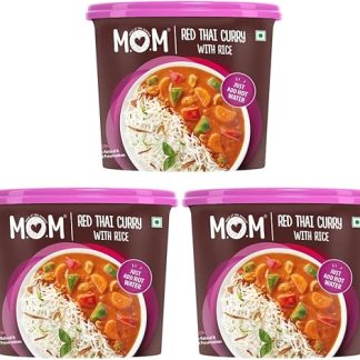 MOM - Блюдо дня, рис с красным тайским карри, готовый к употреблению продукт быстрого приготовления без добавления консервантов, 108 г, упаковка из 3 штук.