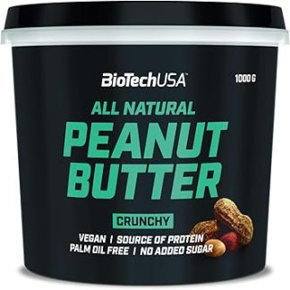 Арахисовое масло BioTechUSA Натуральный веганский источник белка Без глютена, с высоким содержанием клетчатки, без пальмового масла, 1000 г, хрустящее