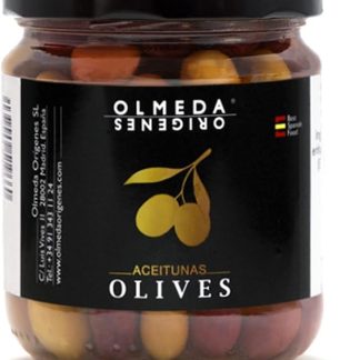 OLMEDA ORÍGENES - Смесь оливок Мансанилья, Арбекина и Кукильо (стеклянная банка 370 гр)