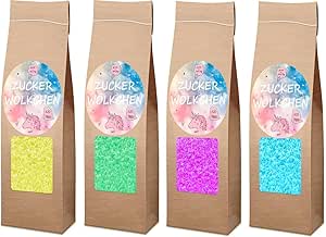 Набор сахарной ваты AZO без сахара, 4 упаковки по 100 г, с натуральным ароматизатором и красителем, примерно на 30 порций.