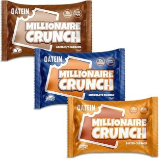 Oatein - Millionaire Crunch - 58 г - ассорти (все вкусы) - коробка из 12 штук - веганский низкокалорийный протеиновый хрустящий снек