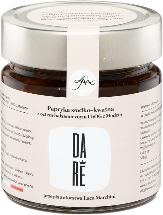 Перец в кисло-сладком соусе с бальзамическим уксусом из Модены (IGP), 190 г, 100% итальянские ингредиенты, от шеф-повара и обладателя престижной звезды Мишлен, изысканная кухня, оригинальный итальянский рецепт.