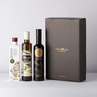 3 лучших оливковых масла первого холодного отжима из Испании 2021 года - набор из 3 бутылок по 500 мл (картонная подарочная коробка)