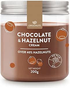 ORIGONUTS - Шоколадный крем - Шоколадная паста - с фундуковым кремом, содержащим 41,9% фундука - без пальмового масла и красителей - для тортов, печенья, пирожных, десертов - 200 г