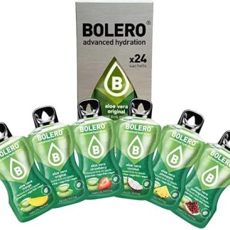 Bolero ALOE VERA MIX 24x3g Порошок для приготовления напитка без сахара, подслащенный стевией и витамином С подходит для детей, спортсменов и диабетиков без глютена и подходит для веганов