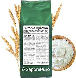 Натуральный рисовый крахмал SaporePuro 1000 г – 100% итальянский, без глютена, идеально подходит для натуральной косметики, десертов и соусов.