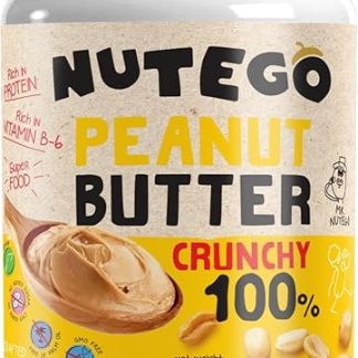 Хрустящая арахисовая паста Nutego, 1 кг - 100% натуральная арахисовая паста - высокое содержание белка - без добавления соли, сахара, масла или пальмового масла - веганский продукт