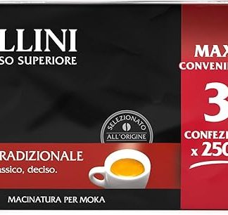 Молотый кофе Pellini N.42 Traditional для кофемашин, обладающий насыщенным и интенсивным вкусом, смесь сортов арабика и робста, крепкая обжарка, 3 упаковки по 250 г.