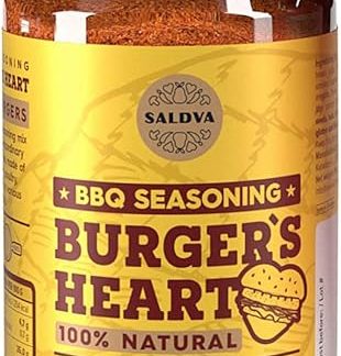 Приправа для барбекю Burger's Heart BBQ Rub – 100% натуральная приправа для барбекю – Классическая смесь для исключительно вкусных бургеров – Подходит для котлет из говядины, свинины, птицы и овощей – Большая банка (190 г)