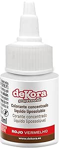 dekora - Жирорастворимый жидкий пищевой краситель Super Color - Легкое окрашивание блюд - Без азота, глютена и сахара - Красный жидкий пищевой краситель 30 мл