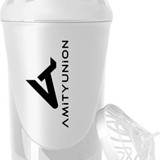 Шейкер для протеиновых коктейлей 800 мл - без бисфенола-А, с ситечком и весами для приготовления кремообразных протеиновых коктейлей из сывороточного протеина - фитнес-стакан для спортивных изолятов и концентратов, (белый)