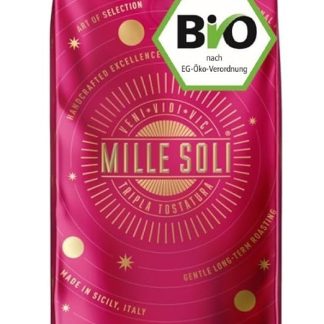 Кофейные зерна MilleSoli Organic Espresso – обжаренные на Сицилии – 1 кг высококачественного кофе – 100% органическая арабика и робуста – традиционная тройная ручная обжарка