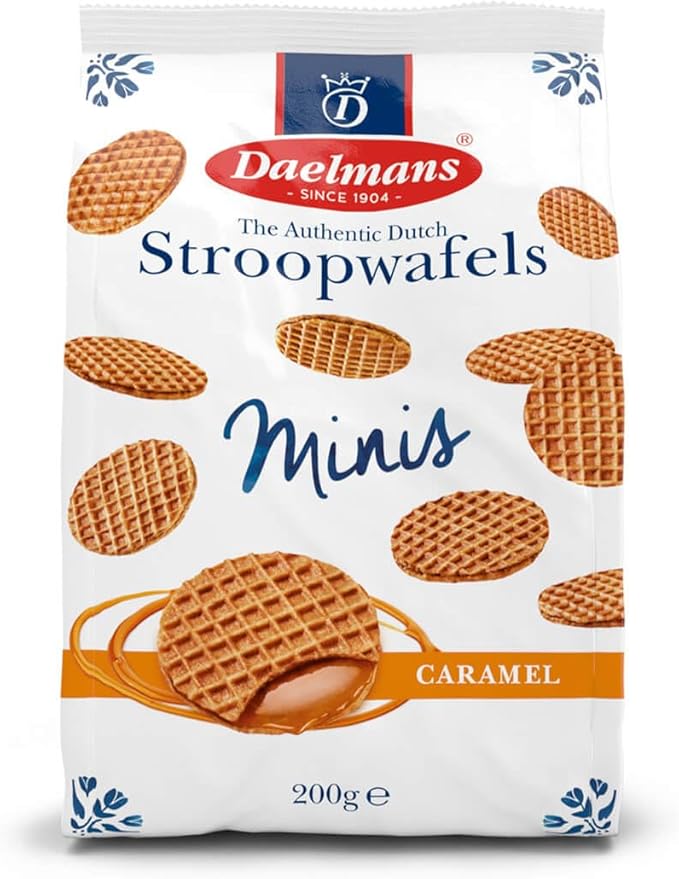 Daelmans Stroopwafels - мини-карамельные штрупвафели - 25 х 8 г в нижнем пакете - настоящие голландские карамельные вафли - штрупвафели