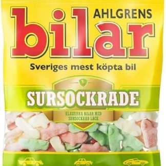 ScandiKitchen, Ahlgrens Bilar Sursockrade - кислые конфеты, шведские классические конфеты, кислый зефирный автомобиль - 1 пакетик 100 г