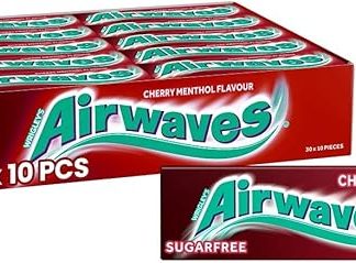 Жевательная резинка Airwaves без сахара со вкусом вишни и ментола, 30 упаковок по 10 штук в подарочной корзине на день рождения или Рождество, продавец Kidzbuzz.