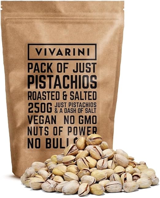 Жареные и соленые фисташки Vivarini 250 г Прекрасный, насыщенный вкус Полезный перекус Здоровая альтернатива чипсам Дополнение к блюдам и десертам Ценный источник питательных веществ 0,25 кг