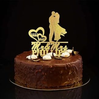 Свадьба, Мистер и Миссис, Топперы для торта, Силуэт, Фамилия на заказ, Страна и дата, Жених и Невеста, Украшение торта, Годовщина свадьбы, Подарки на помолвку, Подарки для пары, Золотые блестки