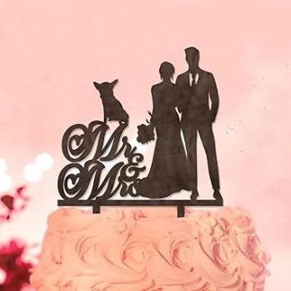 Декоративная фигурка для свадебного торта в деревенском стиле: мистер и миссис, из натурального дерева, с изображением домашних животных (собаки, кошки, жениха и невесты), фамилией и датой свадьбы. Идеально подходит для вечеринки в честь годовщины свадьбы.