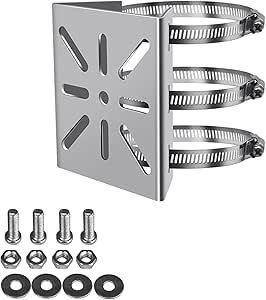 Универсальное вертикальное крепление Yeenao для стойки, крепление для камеры видеонаблюдения на стойку, угловой кронштейн из нержавеющей стали с 3 петлевыми зажимами для труб, кольцевой кронштейн для крепления камеры.