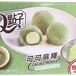 CANDYBOX Какао Моти Матча Японское печенье Моти - Азиатские сладости - Сладкие рисовые шарики с кремовой начинкой из матчи - 80 г