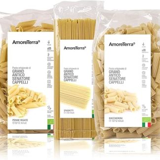 AmoreTerra (18 шт.) Паста Senatore Cappelli Penne, спагетти и органическая паста 500 г, старые зерна, органическое производство, коричневая матрица, высушена при низкой температуре