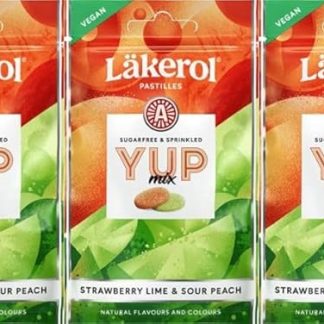 Леденцы Cloetta Lakerol YUP Mix со вкусом клубники, лайма и кислого персика, 3 упаковки по 30 г.