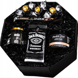 ЭЛЕГАНТНАЯ ПОДАРОЧНАЯ КОРОБКА - Шоколад Jack Daniels, Lindt, мед, миндаль