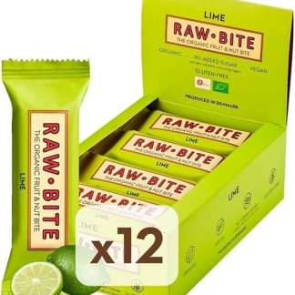 RAWBITE LIME, коробка из 12 штук – веганские, без глютена и без добавления сахара – фруктово-ореховые батончики с соком лайма (12 x 50 г)