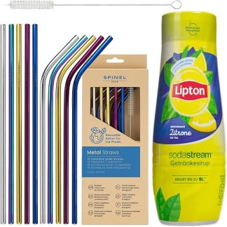 Концентрат сиропа Sodastream для приготовления лимонного чая Lipton Ice Tea + 10 металлических трубочек.