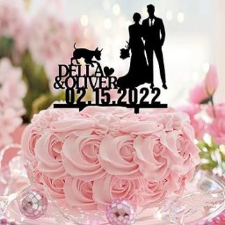 Ретро-фигурка для торта в виде силуэтов мистера и миссис, выполненная из черного акрила, с изображением собаки и кошки. Украшения для торта с силуэтами мистера и миссис, персонализированные имена для пары. Товары для свадебной вечеринки, помолвки, девичника. Подарки.