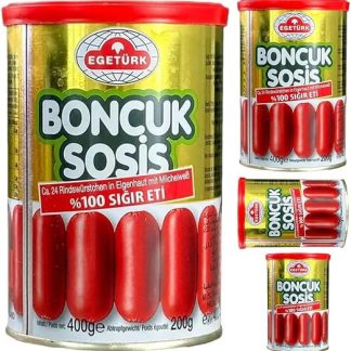 Говяжьи колбаски Egetürk, жемчужные колбаски, очищенные говяжьи колбаски из молочного белка, 400 г x 4 штуки с начинкой из говядины.