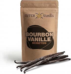Стручки ванили InterVanilla Bourbon, 10 шт., 12-13 см, высококачественные стручки ванили из Мадагаскара для выпечки, приготовления пищи и сладких блюд.