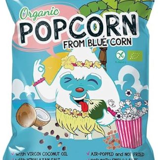 Попкорн из органической голубой кукурузы POPCROP BLUECORN с кокосовым маслом и гималайской солью (Пенджаб, Пакистан) без добавления сахара, без глютена, веганский, органический, 20 г