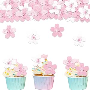 ALEGRE 60 шт., съедобные цветы, для торта, съедобные цветы, изготовлены из съедобной бумаги, украшение для торта, вишневые цветы, для свадьбы, дня рождения, детского праздника, украшения торта
