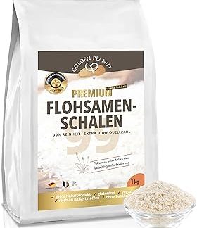 Шелуха семян подорожника GOLDEN PEANUT, 1 кг – 99% чистоты, Индия, натуральный продукт, максимальное количество источников, высокое содержание клетчатки, подходит для веганов.