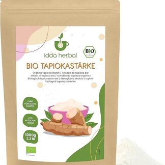Органическая тапиоковая мука IDDA Herbal, 1 кг, молотый органический тапиоковый крахмал, безглютеновая мука.