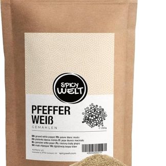Молотый белый перец Spicy Welt (250 г) – молотый белый перец для легких соусов, рыбы, птицы, яиц, сливочных супов и картофельного пюре Незаметная острота 100% натуральный, без добавок