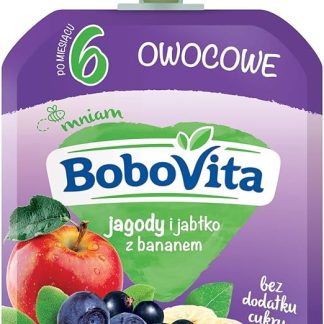 Детское фруктовое пюре Bobovita: ягоды, яблоки и бананы (после 6 месяцев), 80 г.
