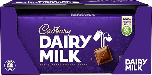 Шоколад Cadbury Dairy Milk – сливочный молочный шоколад – восхитительные конфеты со сладким, насыщенным вкусом – Dairy Milk, 17 x 180 г