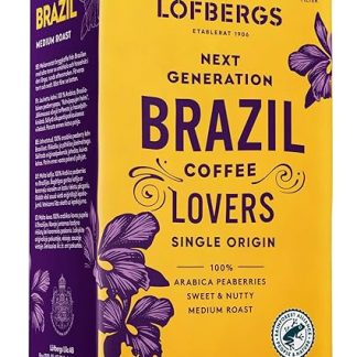 Молотый кофе арабика Löfbergs Brazil Coffee Lovers, средняя обжарка, нотки шоколада и орехов, 450 г.