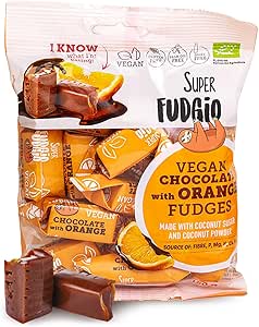 SUPER FUDGiO ORGANIC Органические конфеты - шоколад с апельсином - веганские и безглютеновые - органические карамельные конфеты без пальмового масла - с органическим кокосовым молоком и кокосовым сахаром | 150 г