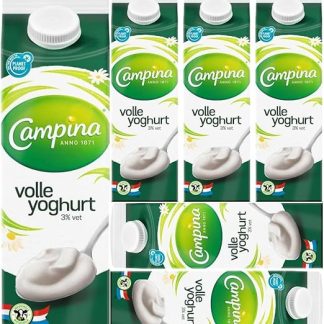 Йогурт Campina Full Yogurt, 3% жирности, 1000 миллилитров, упаковка из 6 штук, продается в продуктовом магазине Pufai.