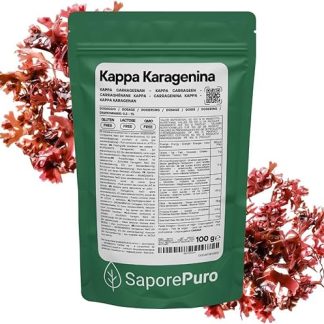 Порошок каппа-каррагинана SaporePuro 100 г – без глютена – желирующий агент и стабилизатор для несладких блюд, мясных деликатесов, желе и десертов.