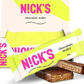 NICKS Шоколадные вафли, Шоколадные вафельные батончики, Низкоуглеводные вафли, Шоколадные батончики, 165 калорий, Батончик без добавления сахара, Безглютеновые конфеты (9 x 35 г)