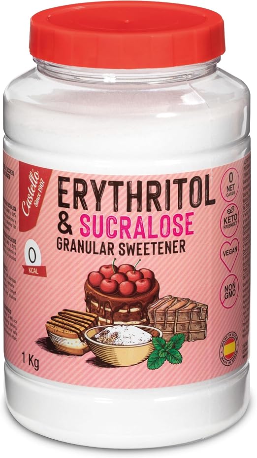 Эритритол + сукралоза, подсластитель 1:4 | 1 г = 4 г сахара | 0 чистых углеводов - 0 калорий - 0 гликемический индекс - Кето - Без ГМО - Castello с 1907 года - 1 кг